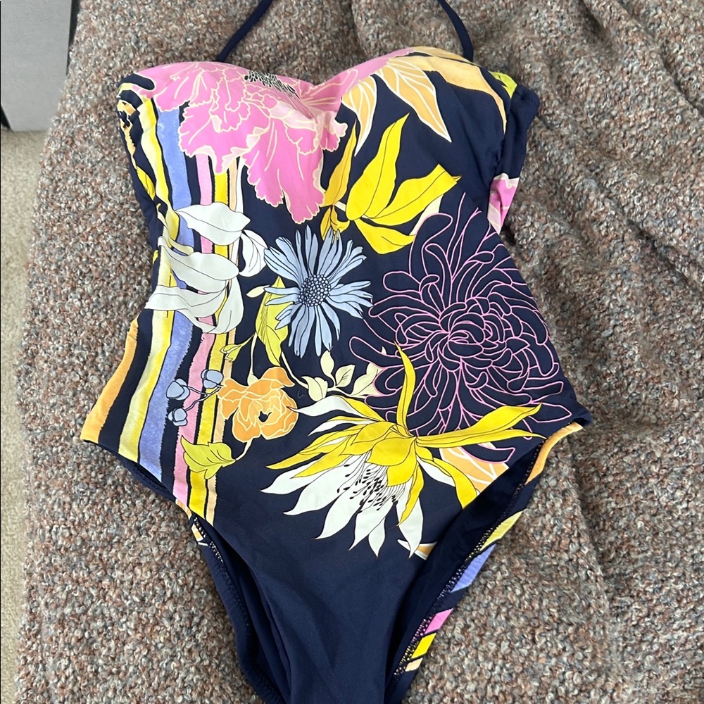 Trina Turk Navy Floral One Piece Swimsuit